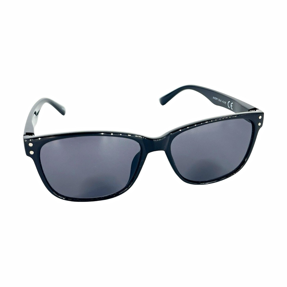 MeyeWear Avery BLK +2.00 Rectangular Sunglasses Readers Black/Gray 58-16-138